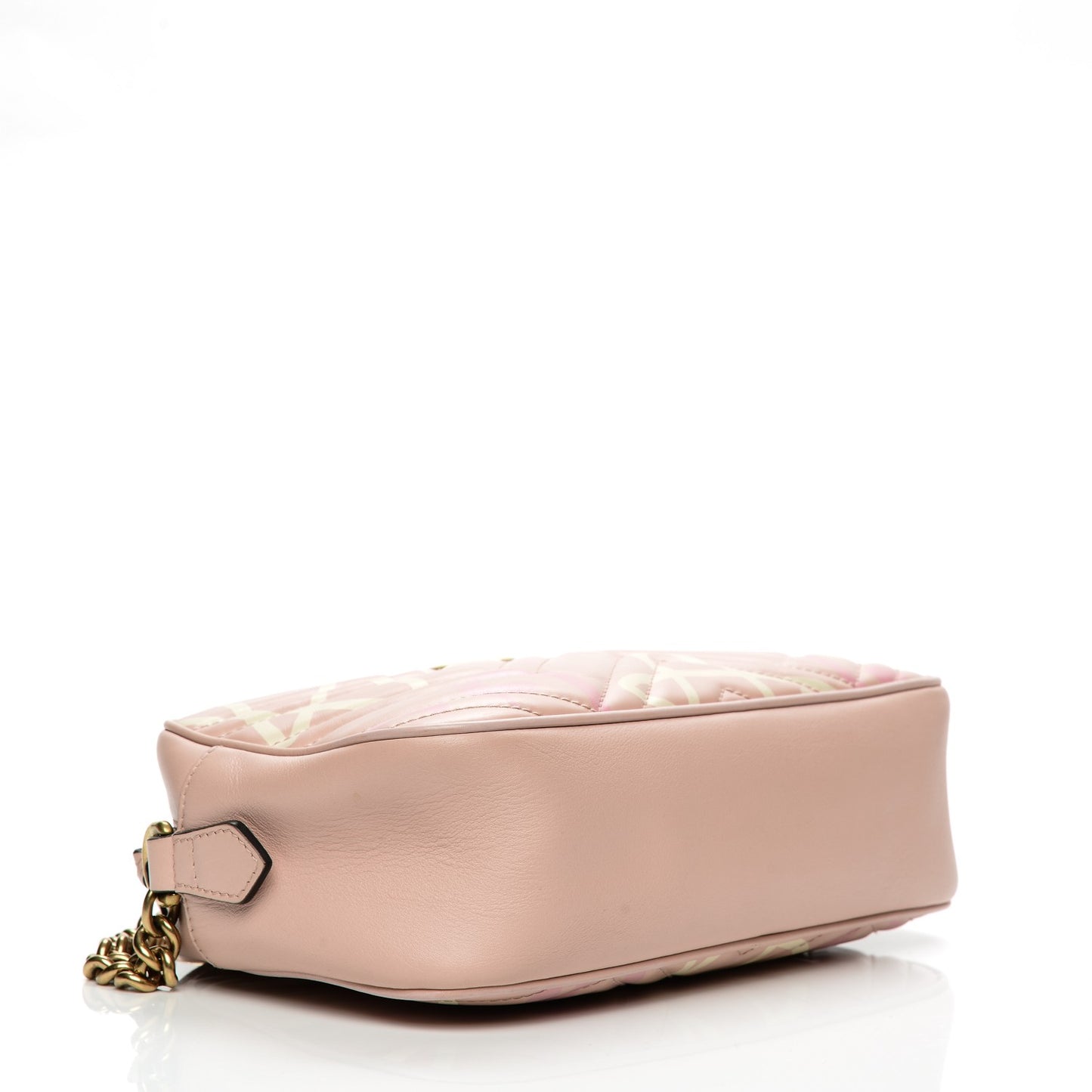 Calfskin Matelasse GucciGhost Small GG Marmont Chain Shoulder Bag Perfect Pink Rosa Ivory