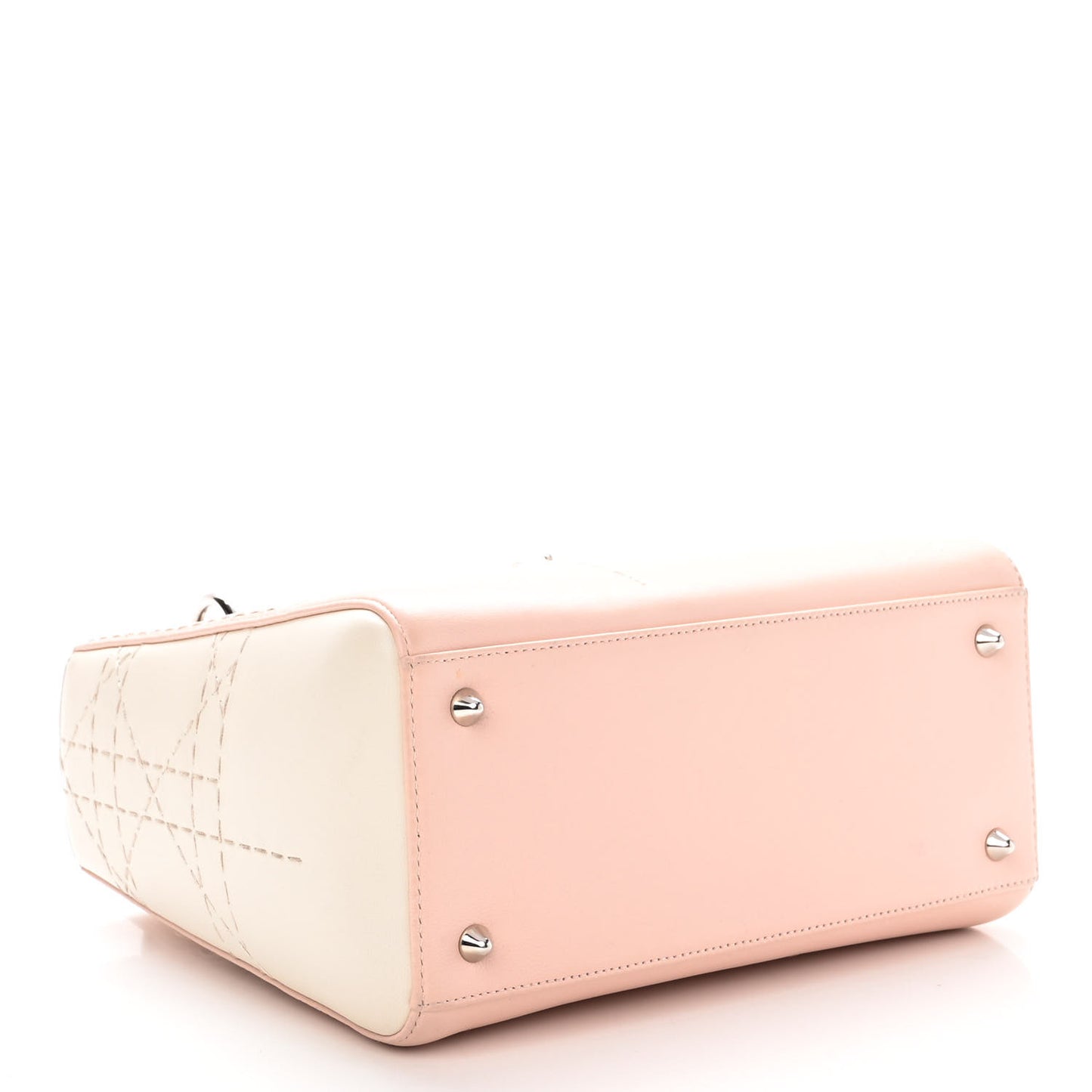 Lambskin Cannage Stitched Small Lady Dior Pink White
