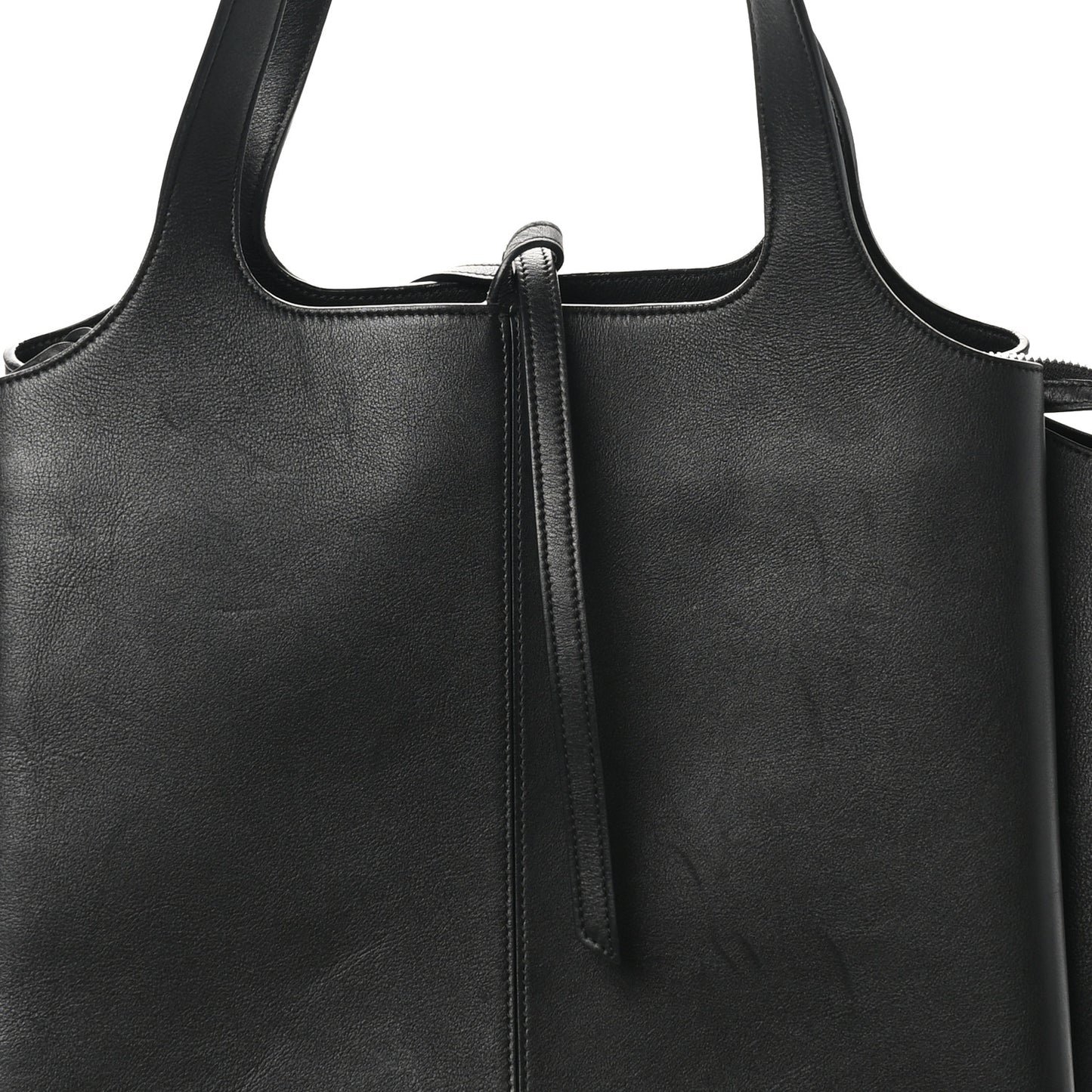 Supple Natural Calfskin Vertical Tri-Fold Bag Black