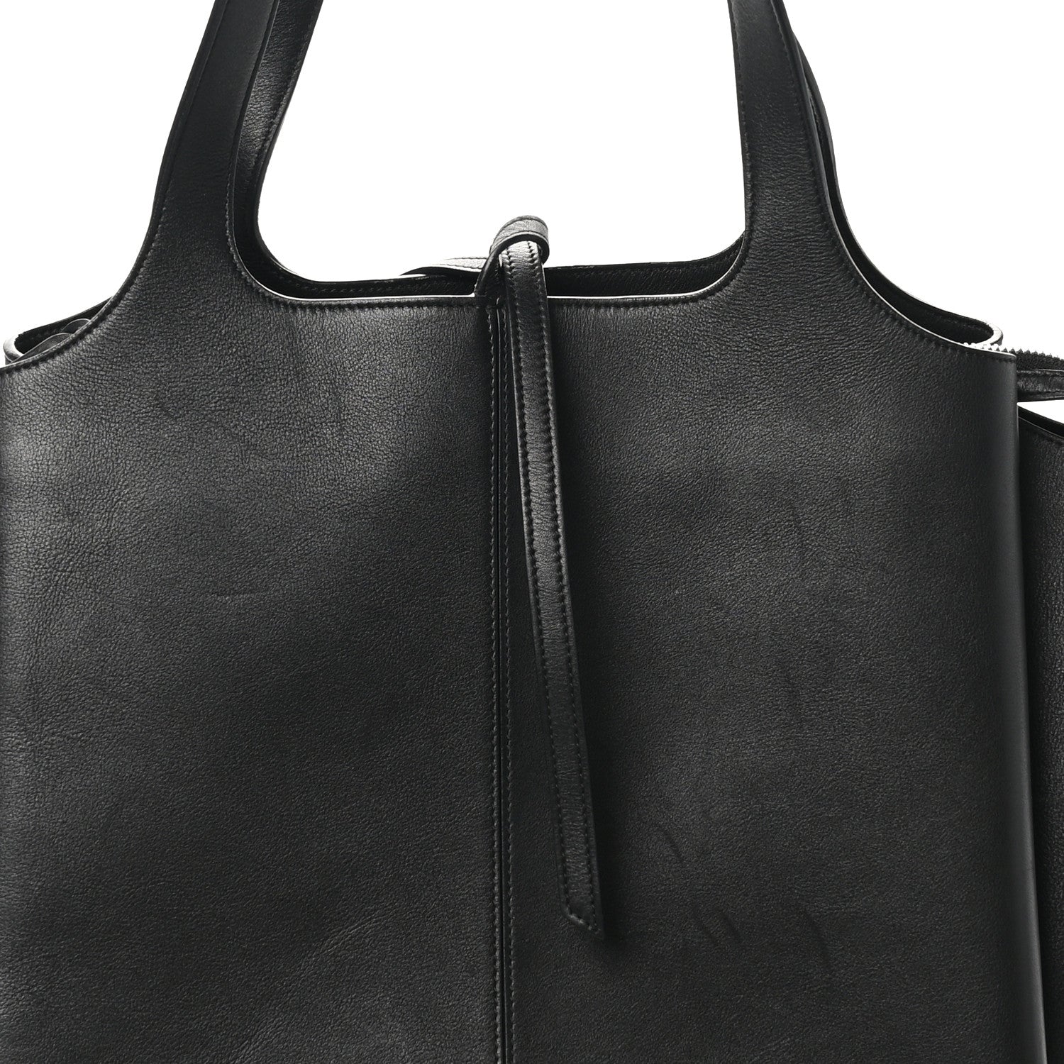 Celine Supple Natural Calfskin Vertical Tri-Fold Bag Black 8 of 10