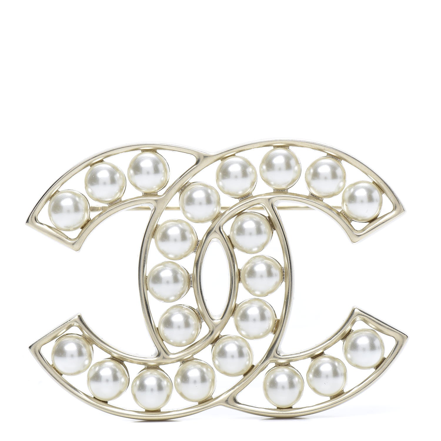 Chanel Pearl CC Brooch Light Gold 1 of 5