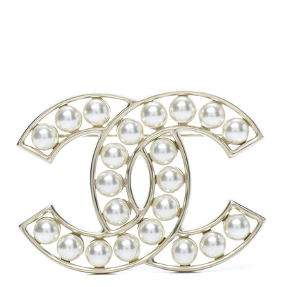 Chanel Pearl CC Brooch Light Gold 1 of 5