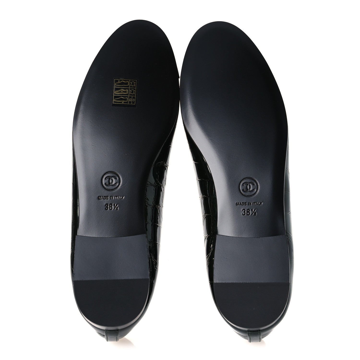 Chanel Crocodile Embossed Patent Calfskin Ballet Flats 38.5 Dark Green Black 7 of 11