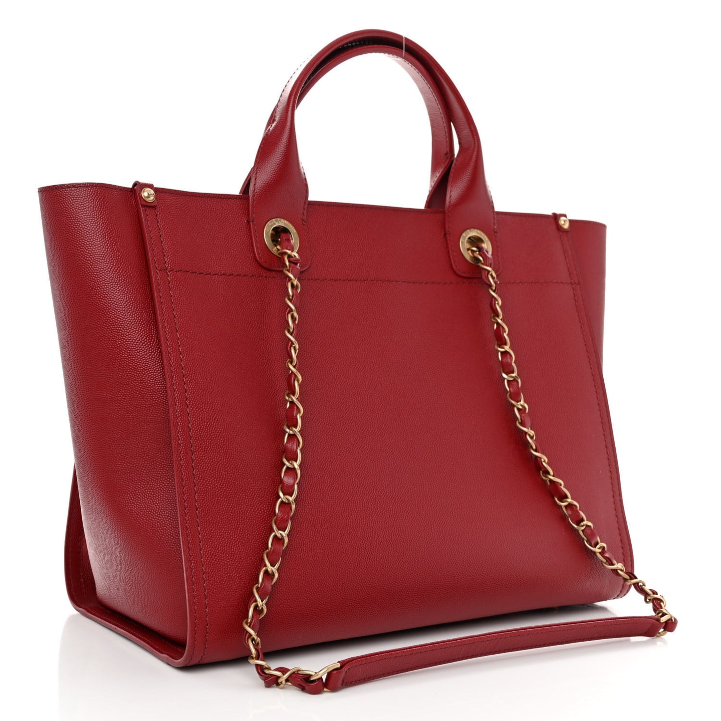 Caviar Small Studded Deauville Tote Red