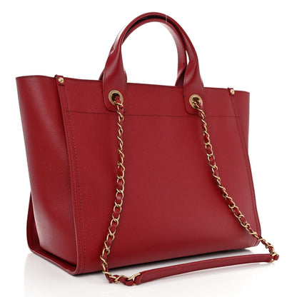Chanel Caviar Small Studded Deauville Tote Red 3 of 11