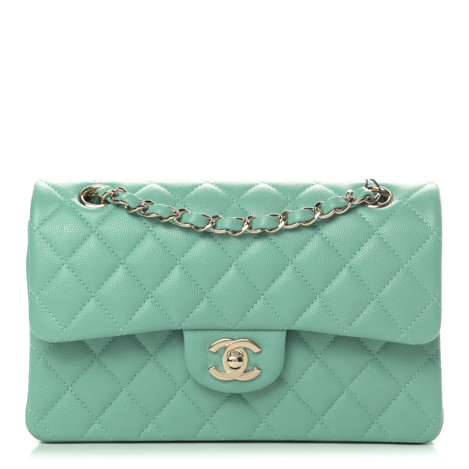 Chanel Caviar Quilted Small Double Flap Light Green 1 of 4
