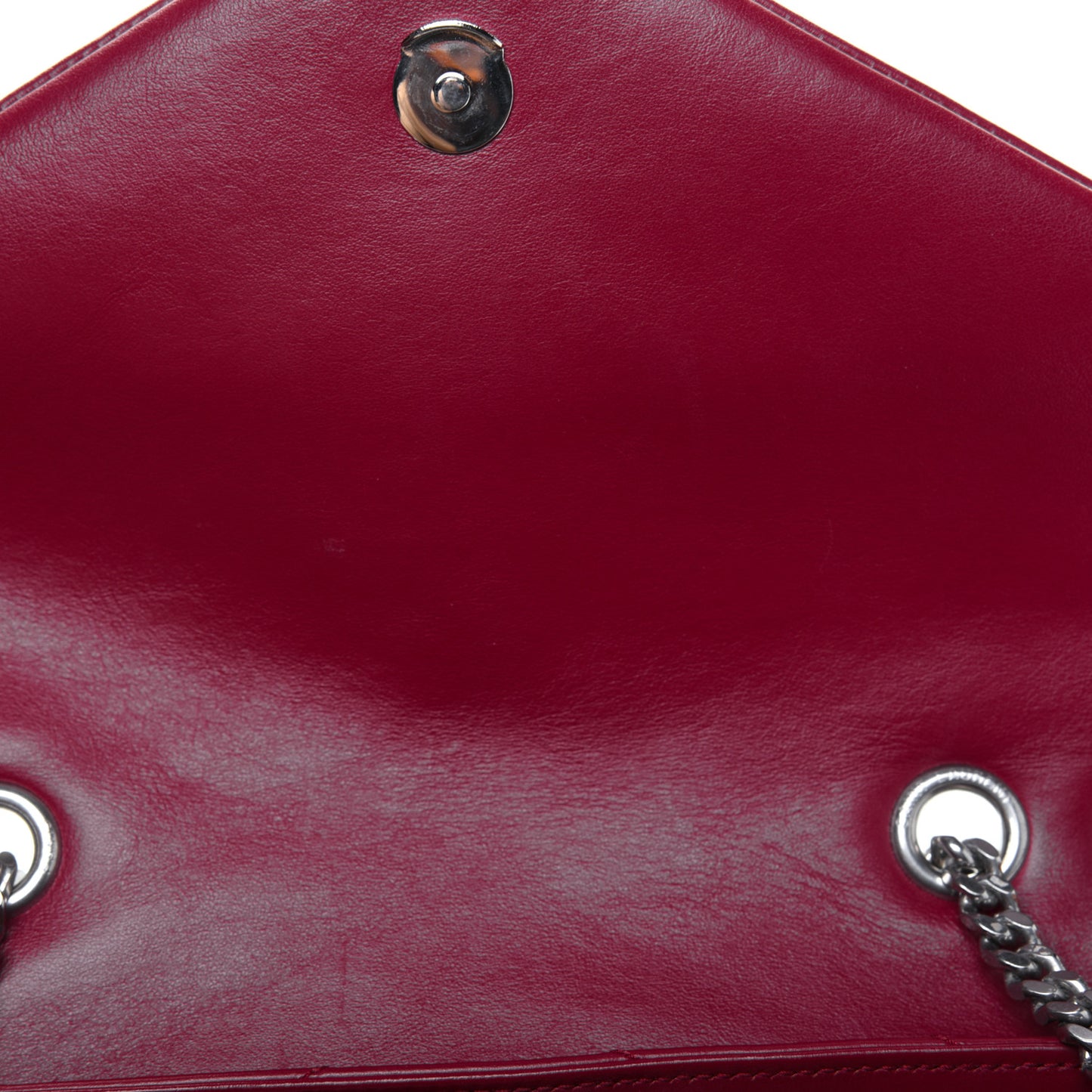 Calfskin Y Quilted Monogram Medium Loulou Chain Satchel Lipstick Red