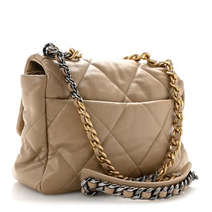 Chanel Lambskin Quilted Large Chanel 19 Flap Dark Beige 3 of 15
