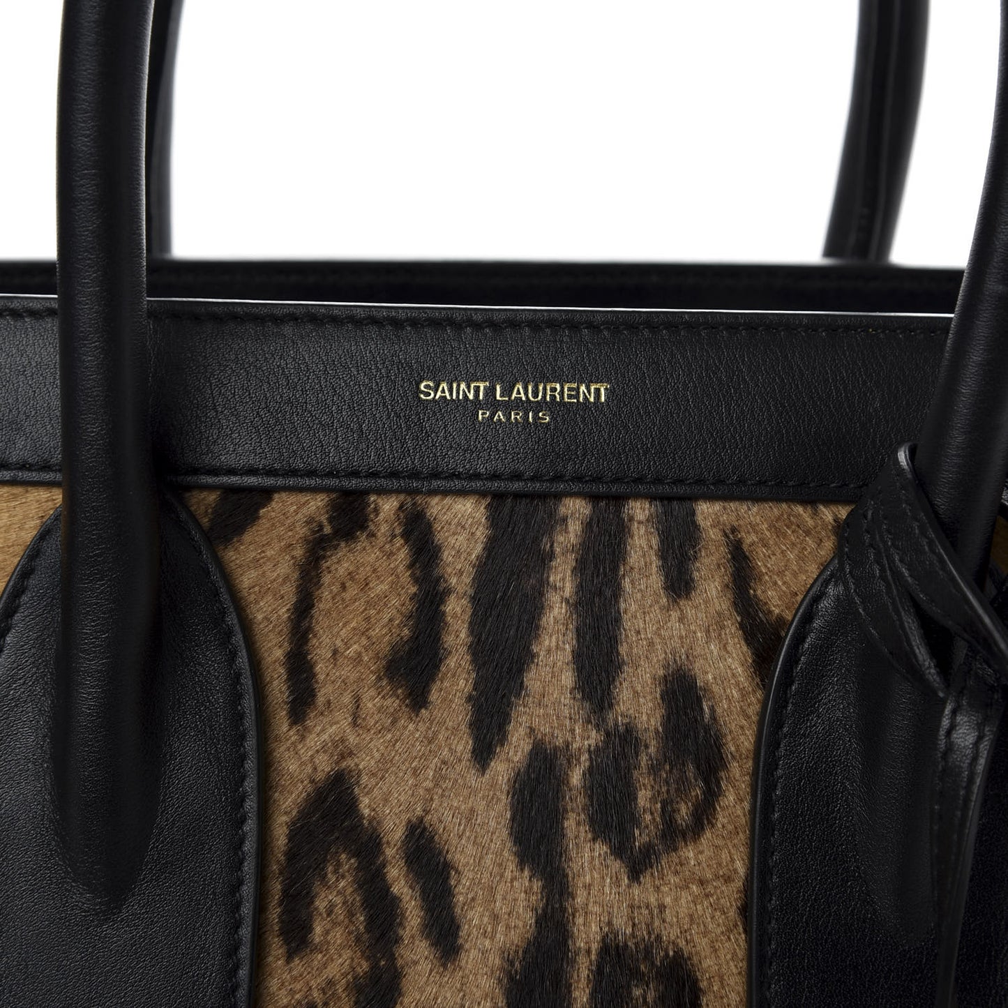 Calf Hair Leopard Print Small Sac De Jour Black