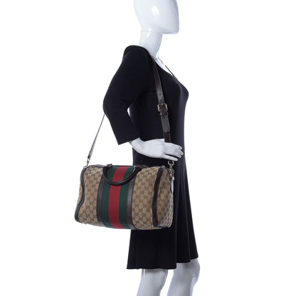 Gucci Monogram Vintage Web Medium Boston Dark Brown 2 of 11