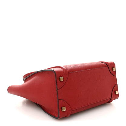 Celine Drummed Calfskin Micro Luggage Red 4 of 12
