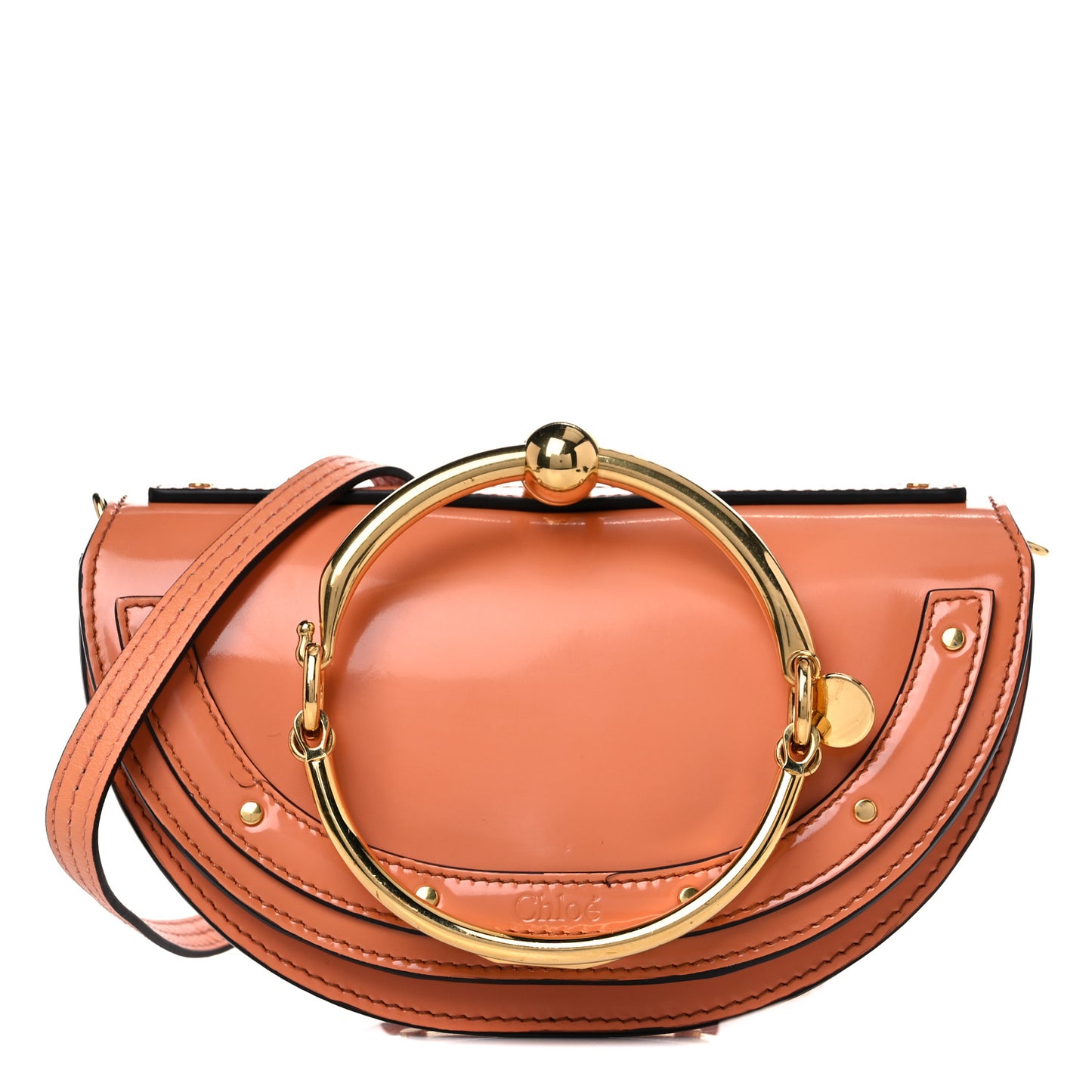 Spazzolato Sfumato Lambskin Calfskin Small Nile Bracelet Minaudiere Bag Ideal Blush