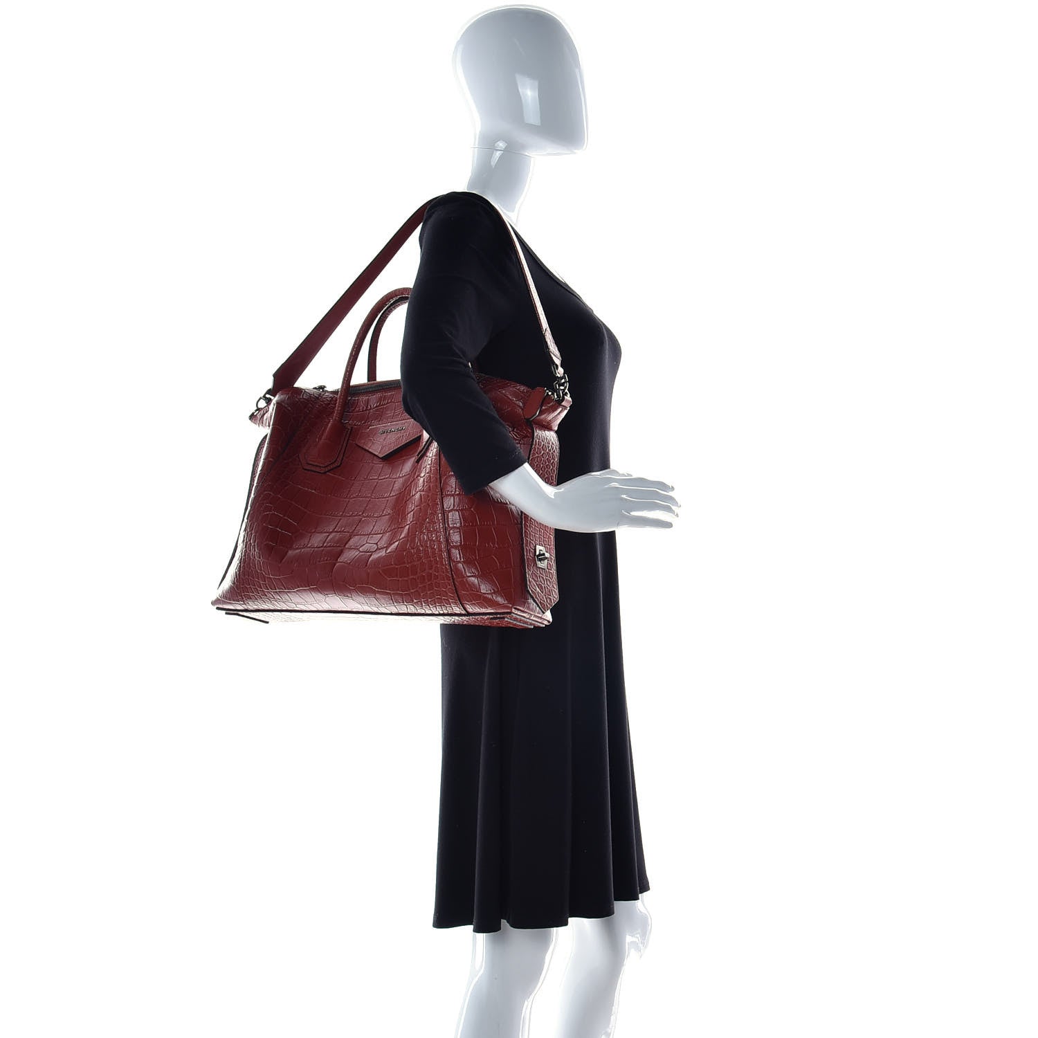 Givenchy Calfskin Crocodile Embossed Medium Soft Antigona Paprika 3 of 16