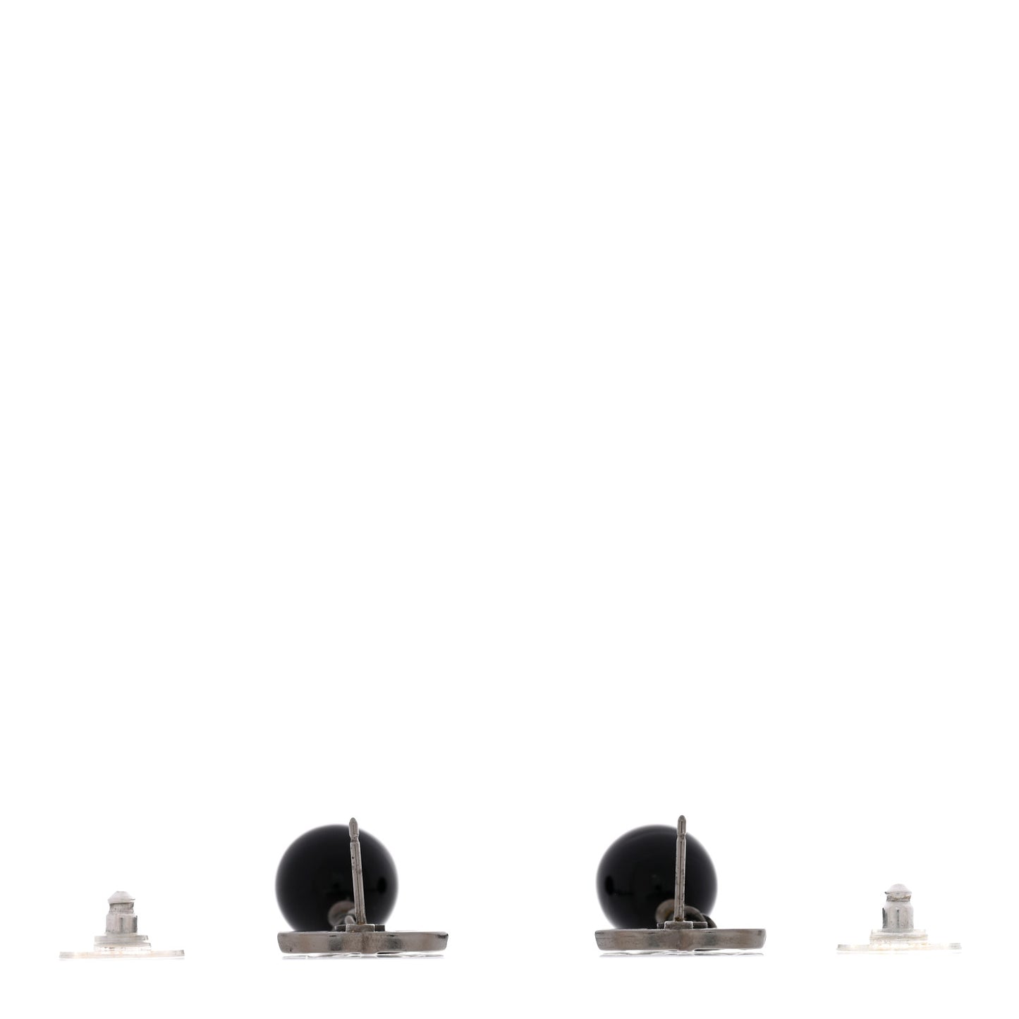 Ruthenium Bead CC Drop Earrings Black