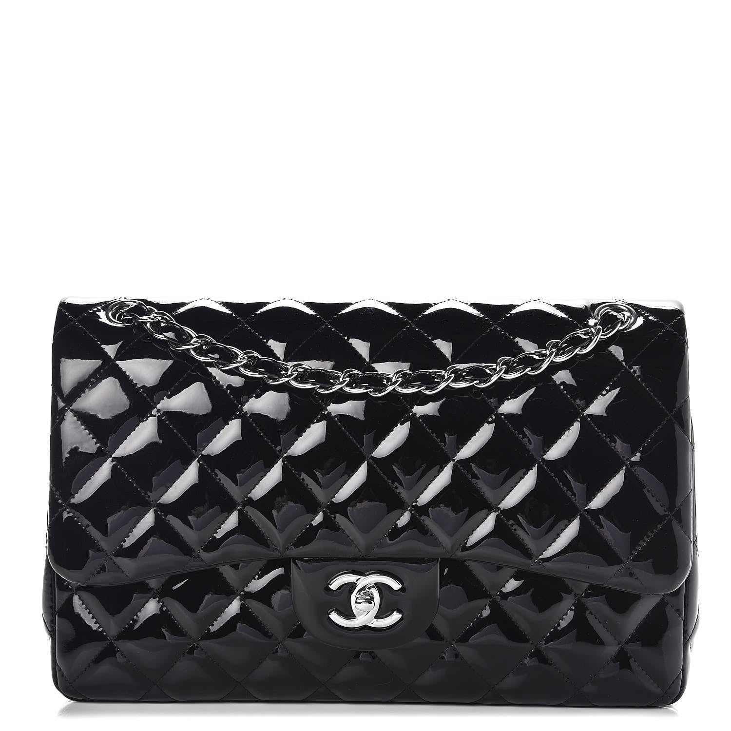 Chanel Patent Quilted Jumbo Double Flap Black 1 of 11