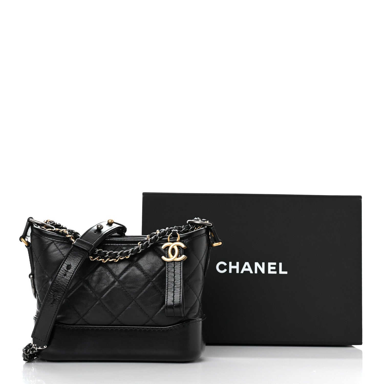 Chanel Aged Calfskin Quilted Small Gabrielle Hobo Black 11 of 11