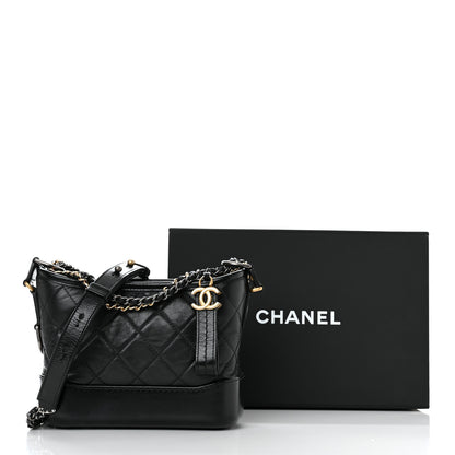 Chanel Aged Calfskin Quilted Small Gabrielle Hobo Black 11 of 11