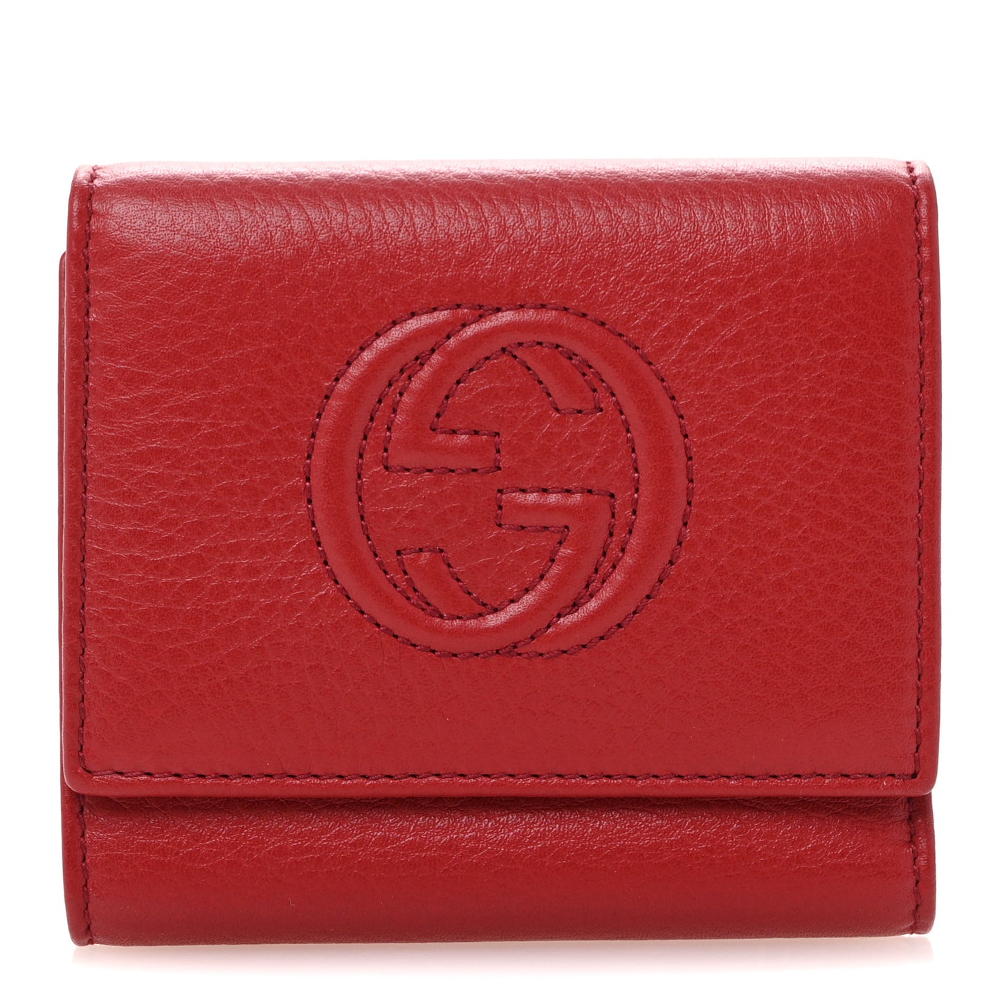 Pebbled Calfskin Soho Compact Flap Wallet Red