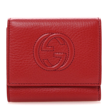 Gucci Pebbled Calfskin Soho Compact Flap Wallet Red 1 of 8