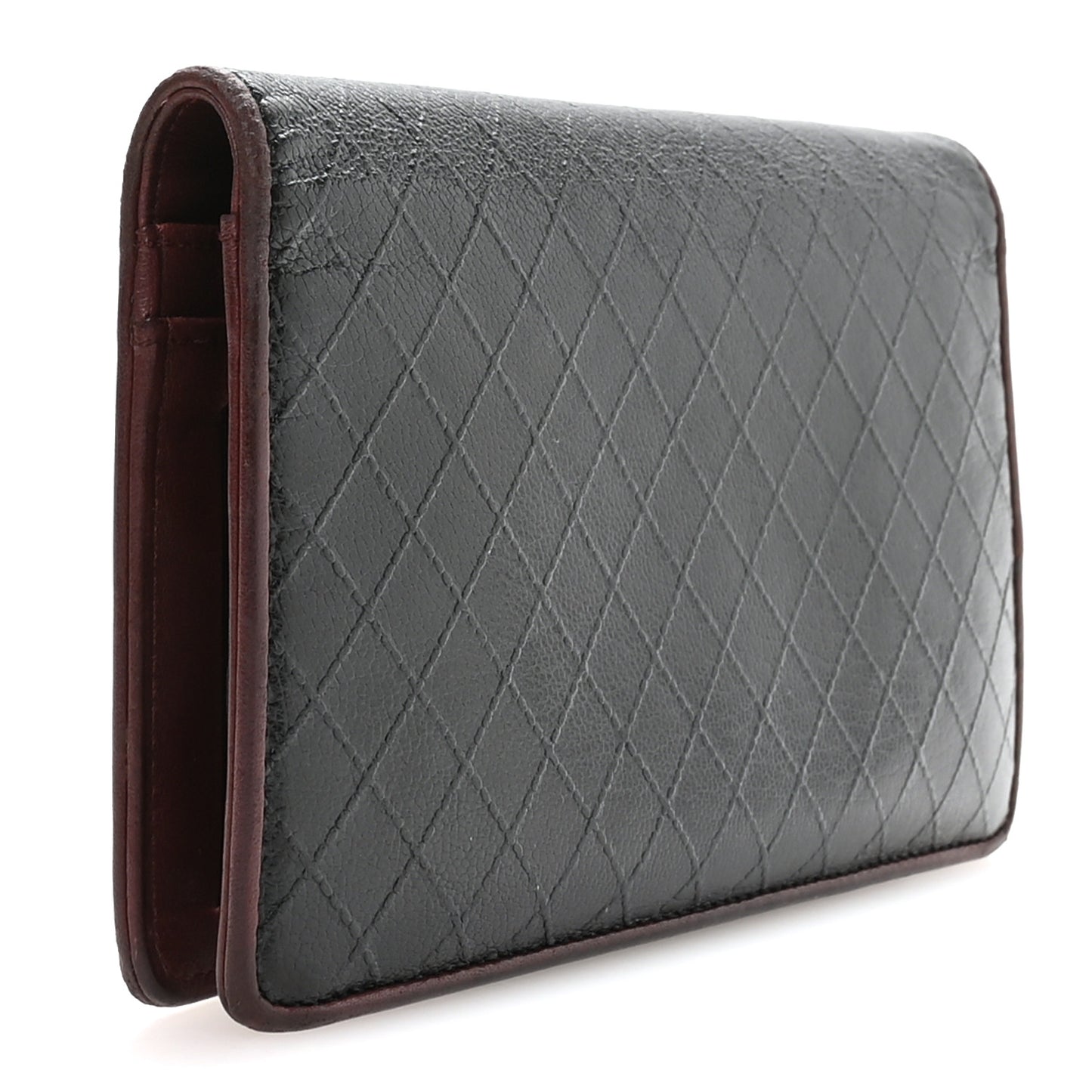 Goatskin Diamond Embossed Yen Wallet Dark Navy Blue