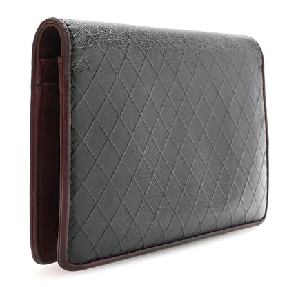 Chanel Goatskin Diamond Embossed Yen Wallet Dark Navy Blue 3 of 10