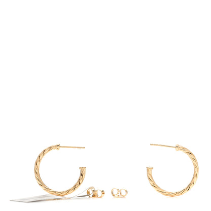 David Yurman 18K Yellow Gold Mini Cablespira Hoop Earrings 3 of 4