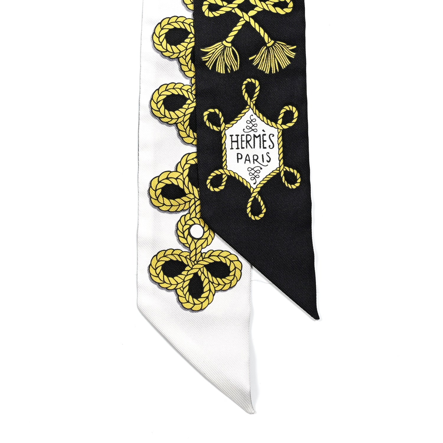 Hermes Silk Galons Et Brandebourg Twilly Black Gold White 2 of 5