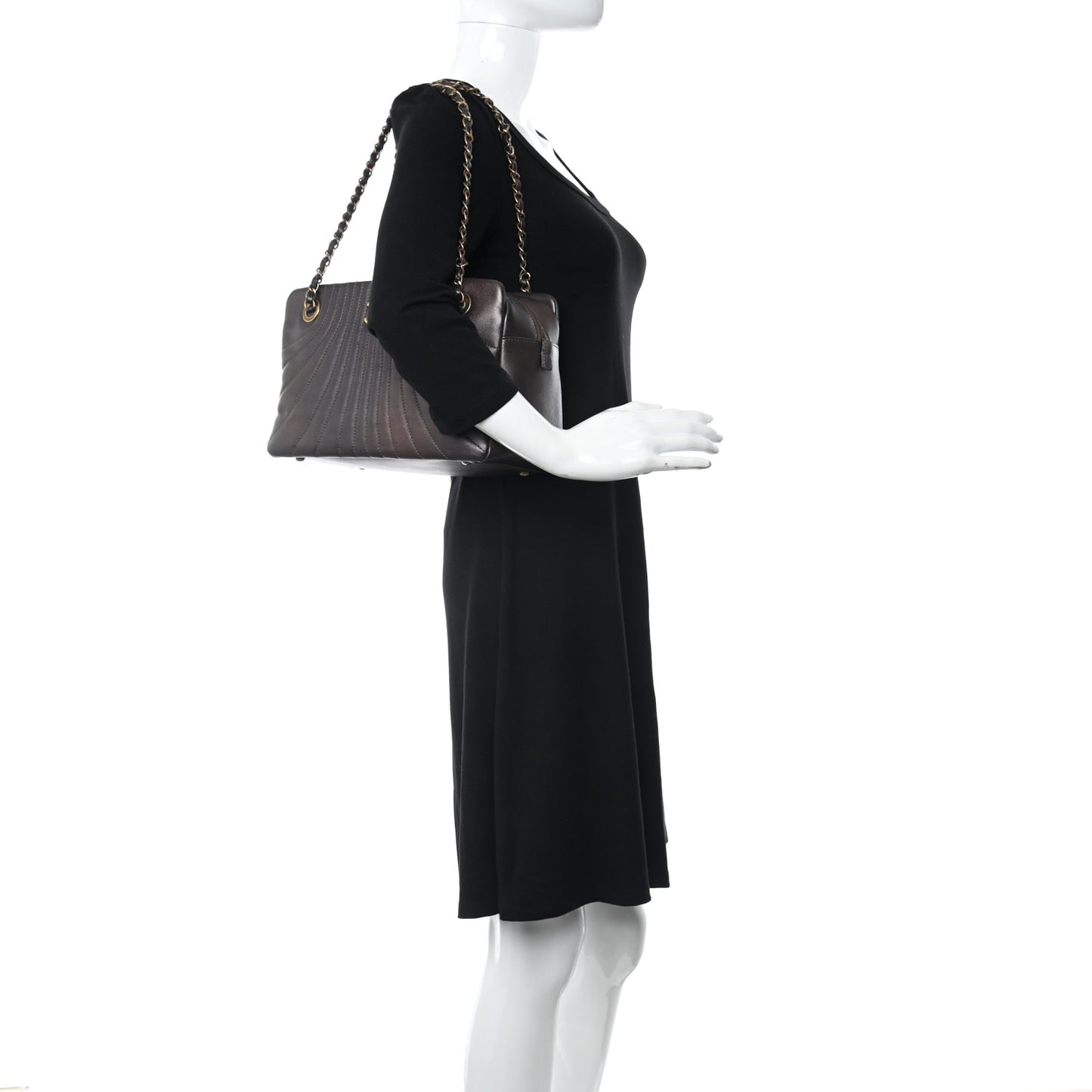 Metallic Lambskin Paris Shanghai Quilted Tote Kahki