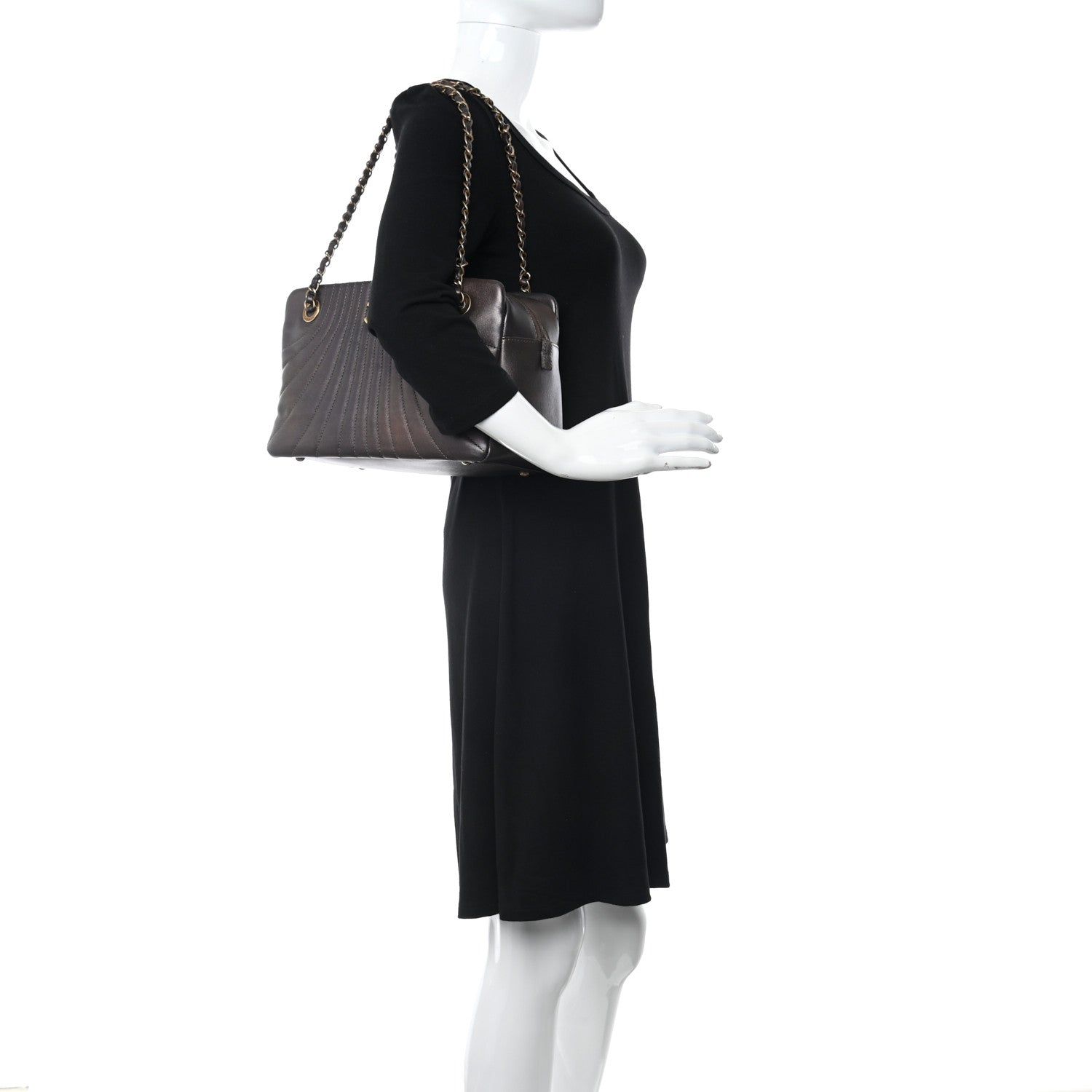 Chanel Metallic Lambskin Paris Shanghai Quilted Tote Kahki 2 of 11