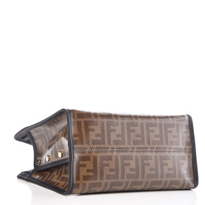 Fendi Glazed Fabric Vitello Century FF 1974 Stamp Patch Mini Peekaboo Defender Cover Mogano Panna Black 4 of 9