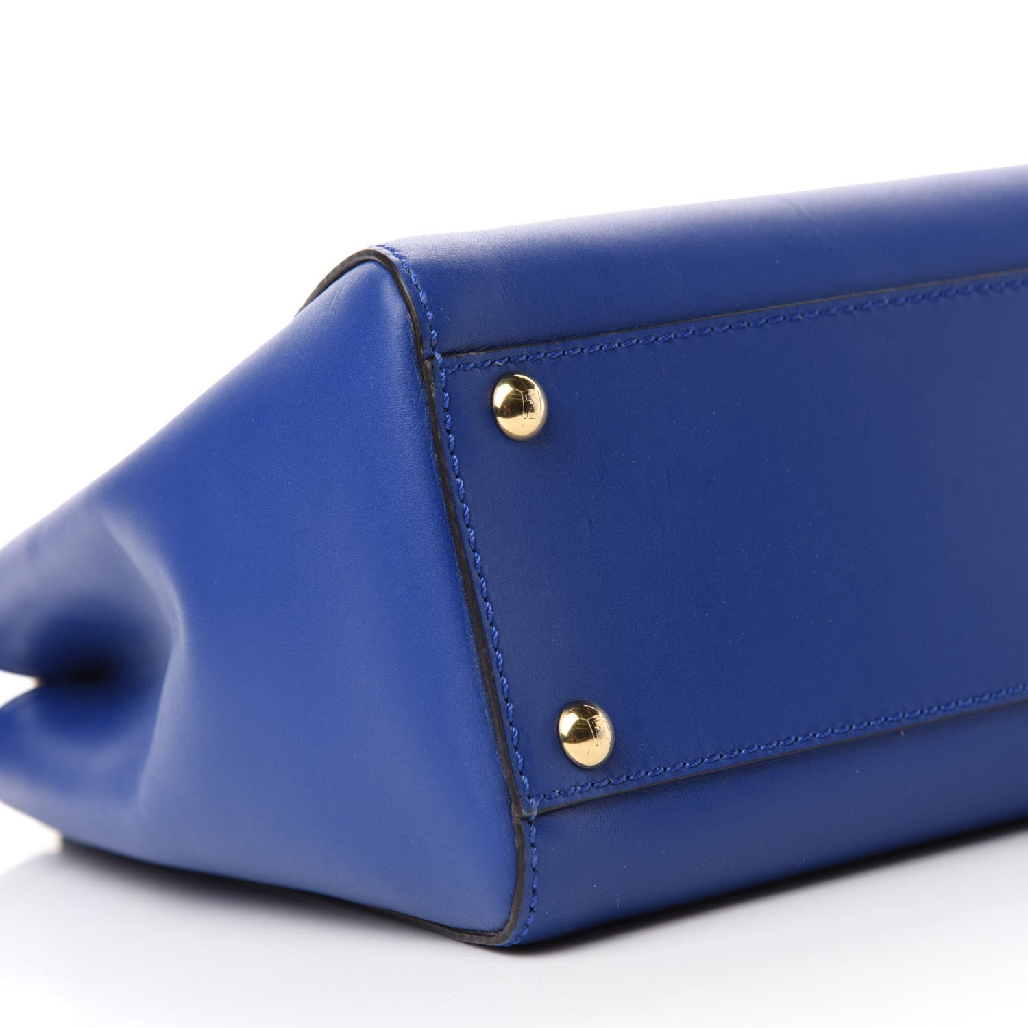 Fendi Vitello Morgan Fabric Jacquard Pequin Medium Peekaboo Iconic Satchel Blue Neon Tobacco 7 of 11