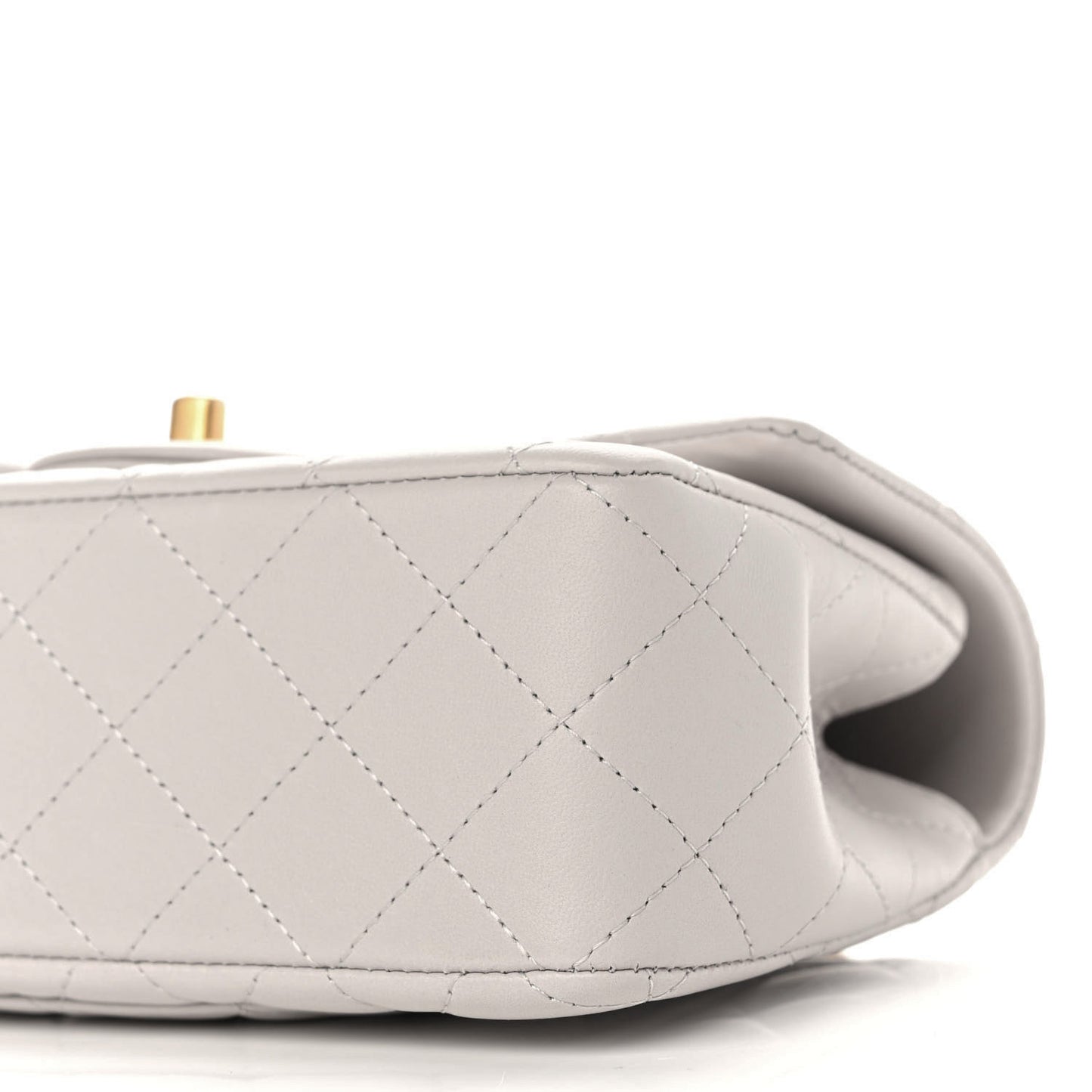Lambskin Quilted Mini Top Handle Rectangular Flap Grey