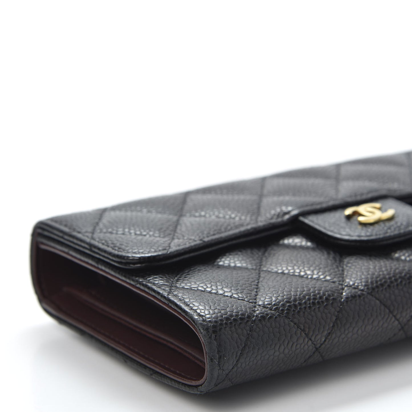 Caviar Quilted Large Flap Wallet Black