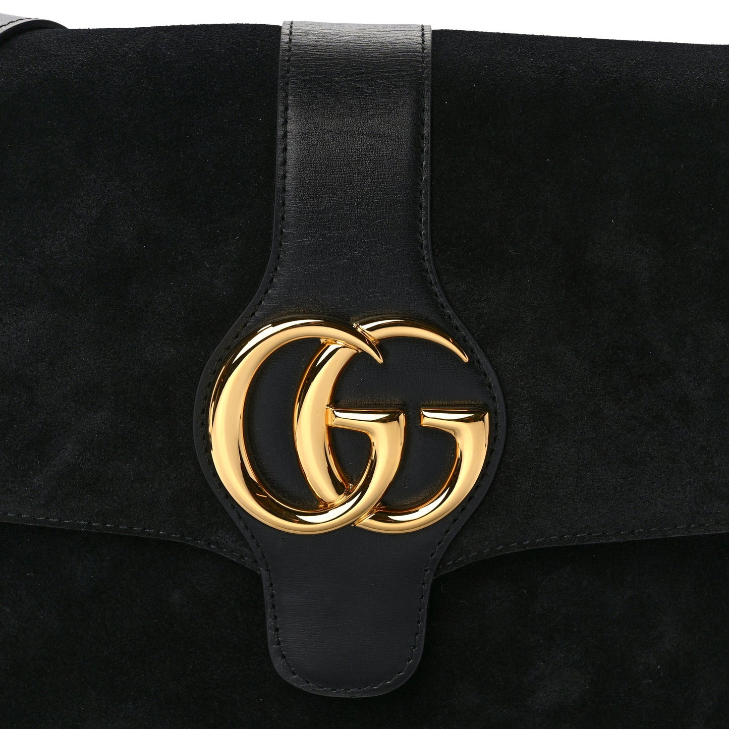 Suede Medium Arli Flap Shoulder Bag Black