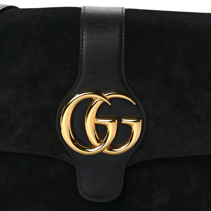Gucci Suede Medium Arli Flap Shoulder Bag Black 8 of 13