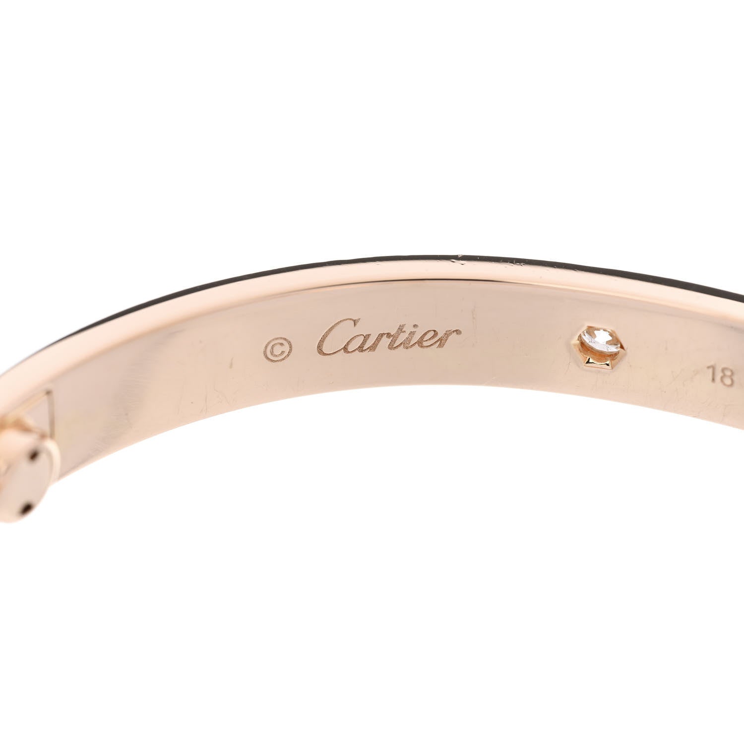 Cartier 18K Pink Gold 4 Diamond LOVE Bracelet 18 5 of 10