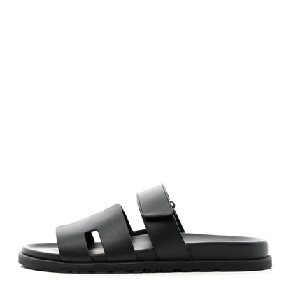 Hermes Calfskin Mens Chypre Sandals 43 Black 1 of 12