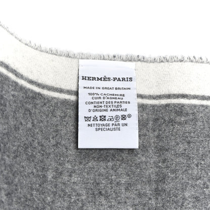 Hermes Cashmere Casaque Mors Muffler Ivoire Gris Flanelle 3 of 3