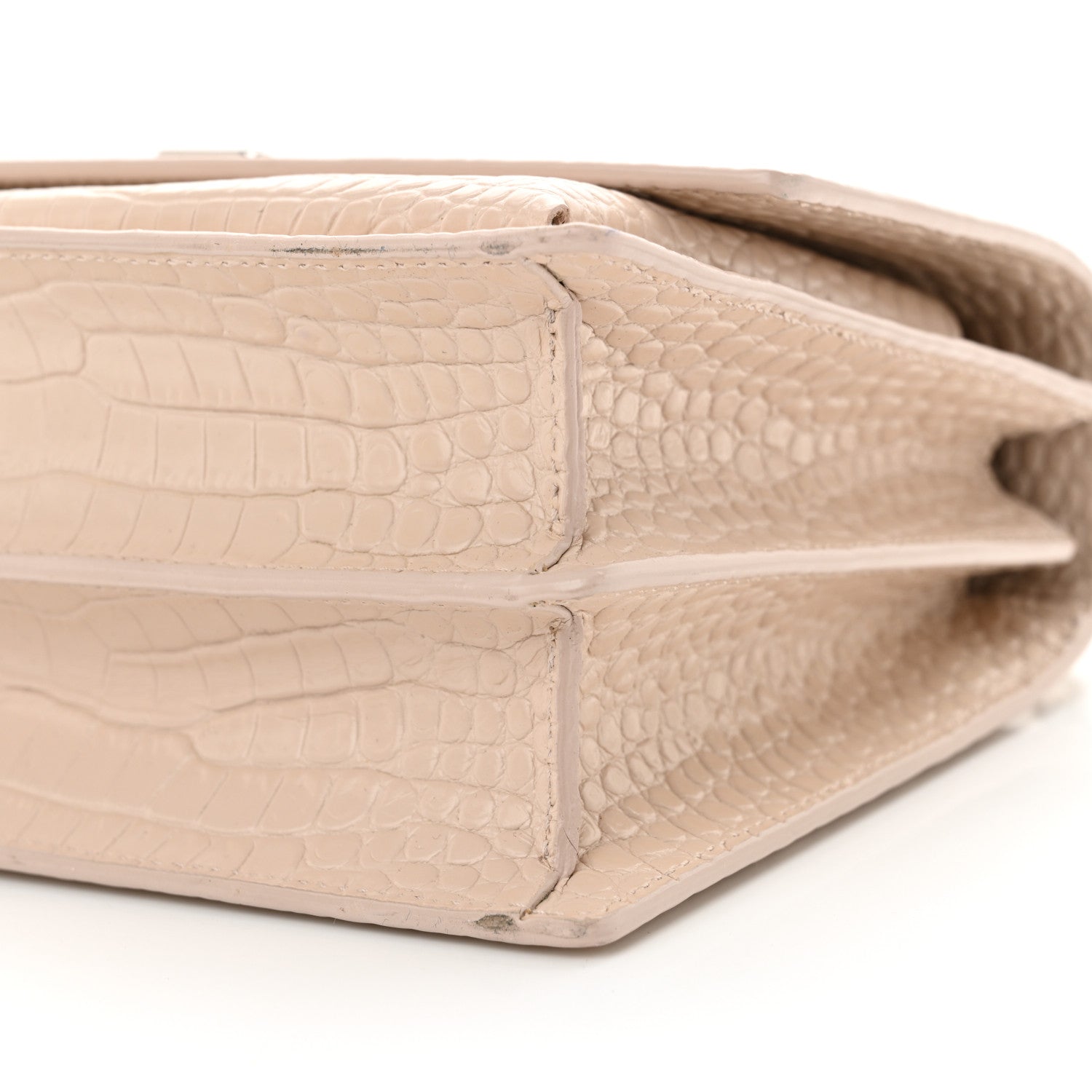 Saint Laurent Calfskin Crocodile Embossed Medium Monogram Sunset Rose Antic 10 of 15