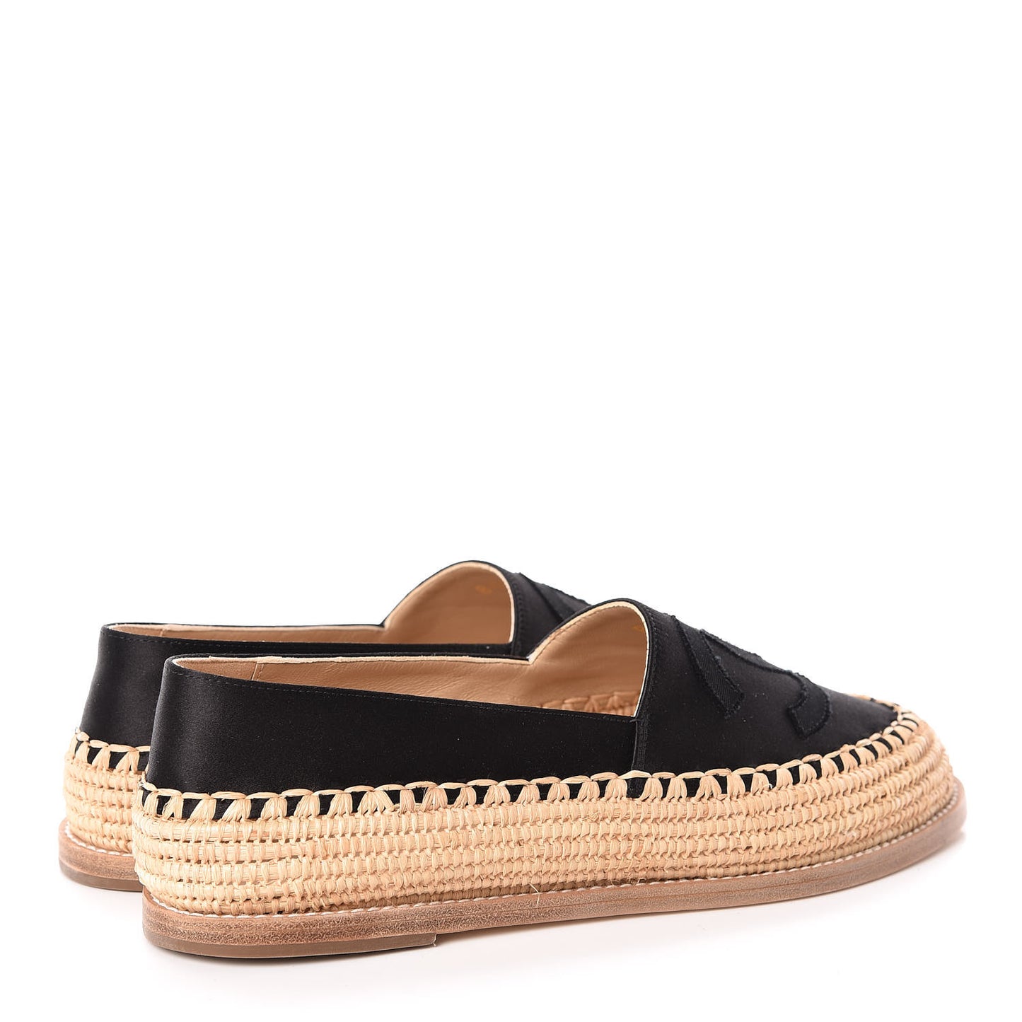 Satin Grosgrain CC Espadrilles 38 Black