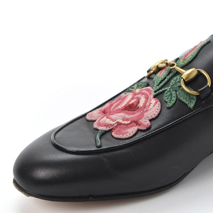 Gucci Calfskin Flower Embroidered Womens Princetown Slippers 38 Black 8 of 13