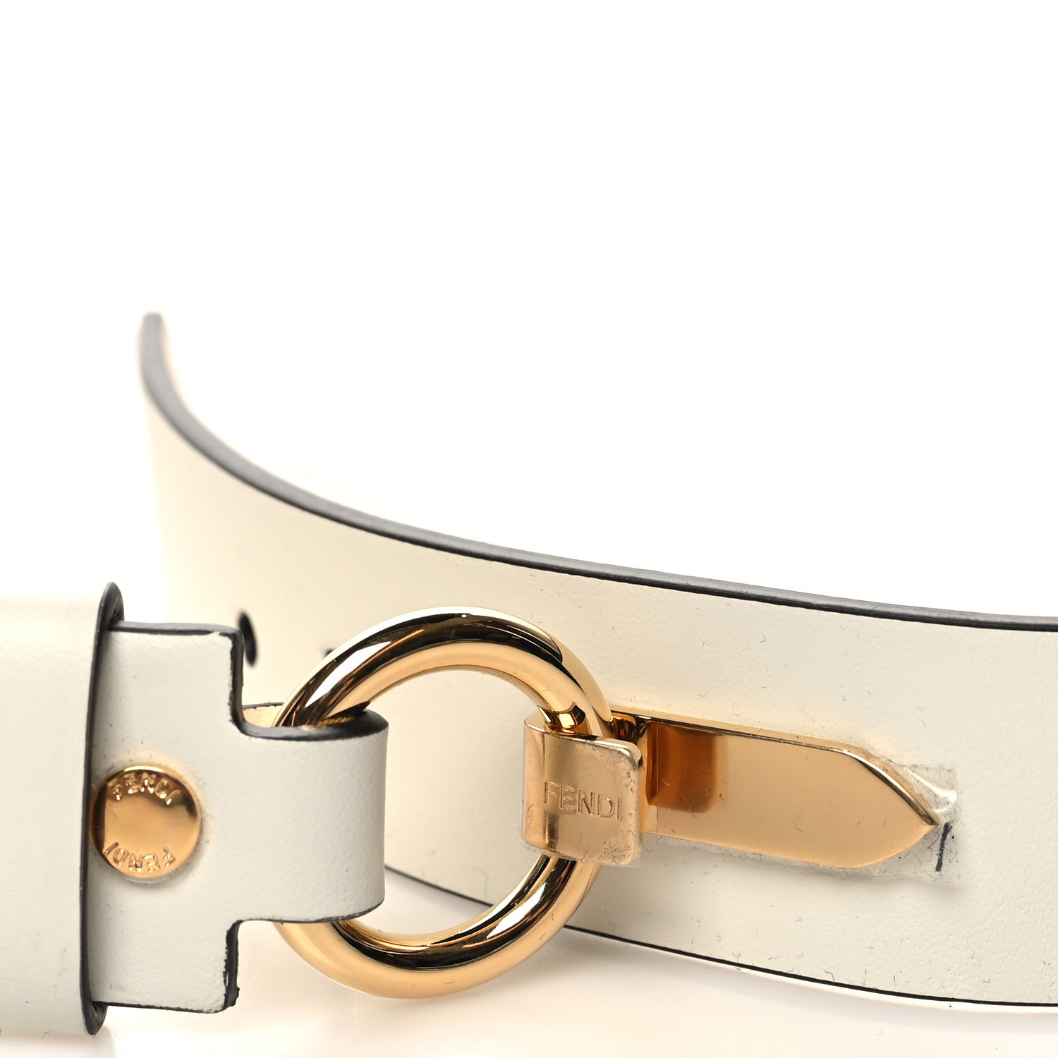 Versace X FENDI Calfskin Fendace Logo Belt 100 40 White 3 of 4
