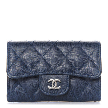Chanel Caviar Quilted Flap Card Holder Navy Blue 1 of 8