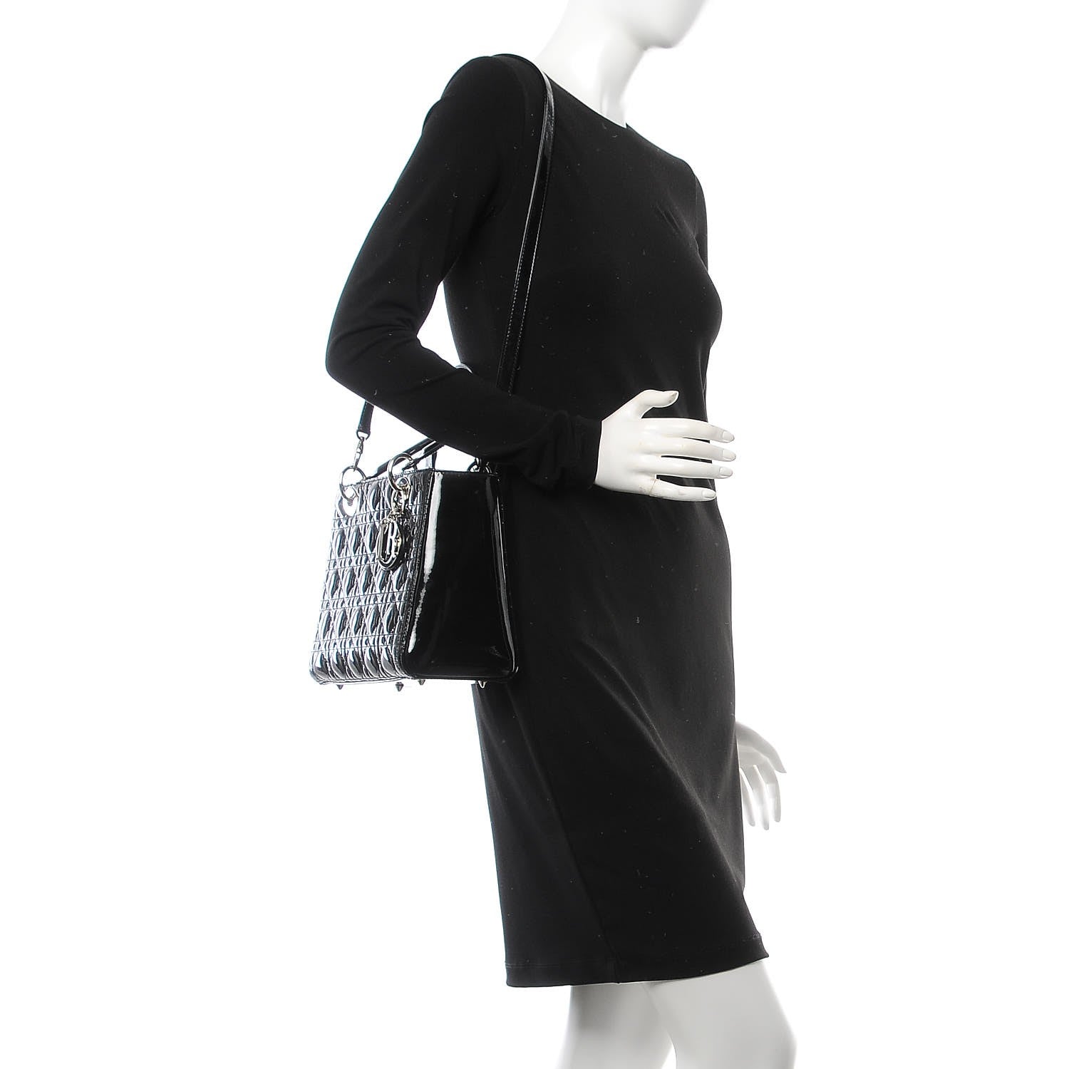 Christian Dior Patent Cannage Medium Lady Dior Black 4 of 9