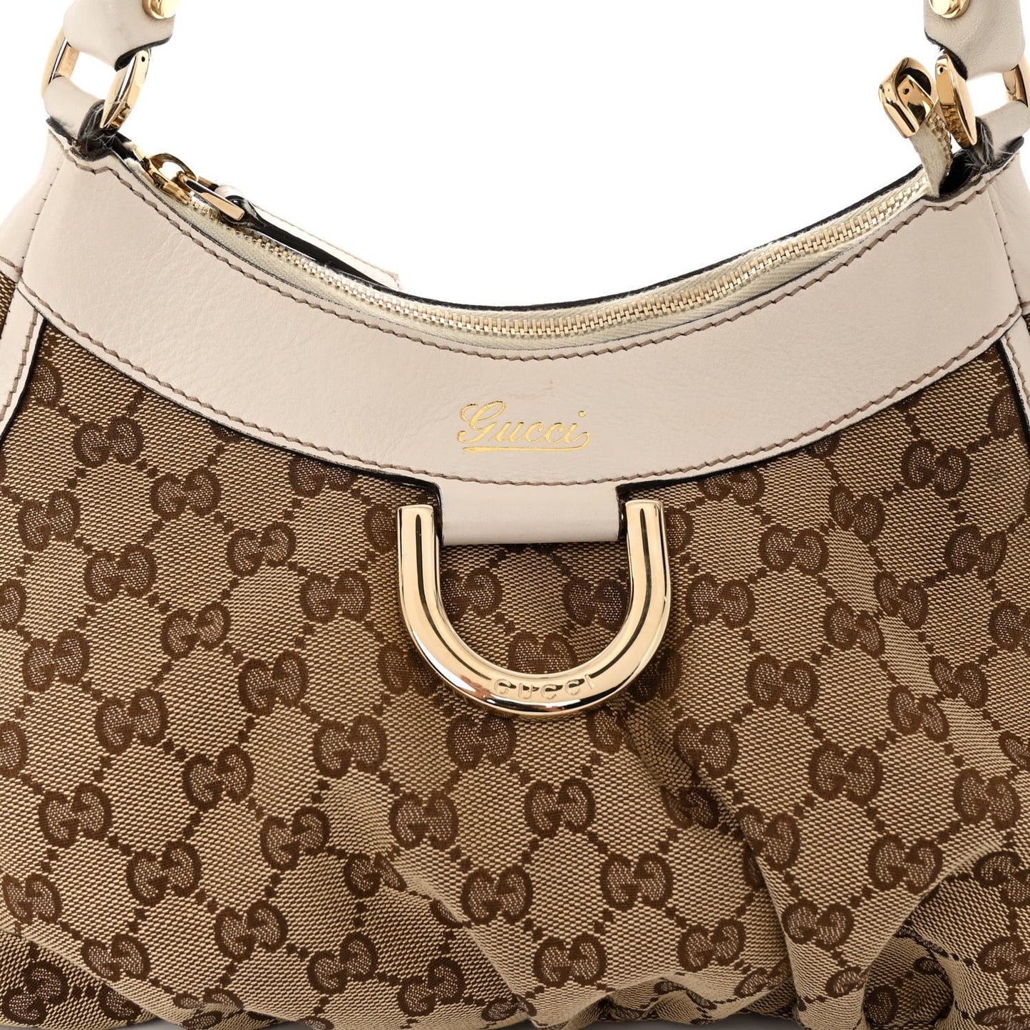 Monogram Medium D Gold Ring Hobo White