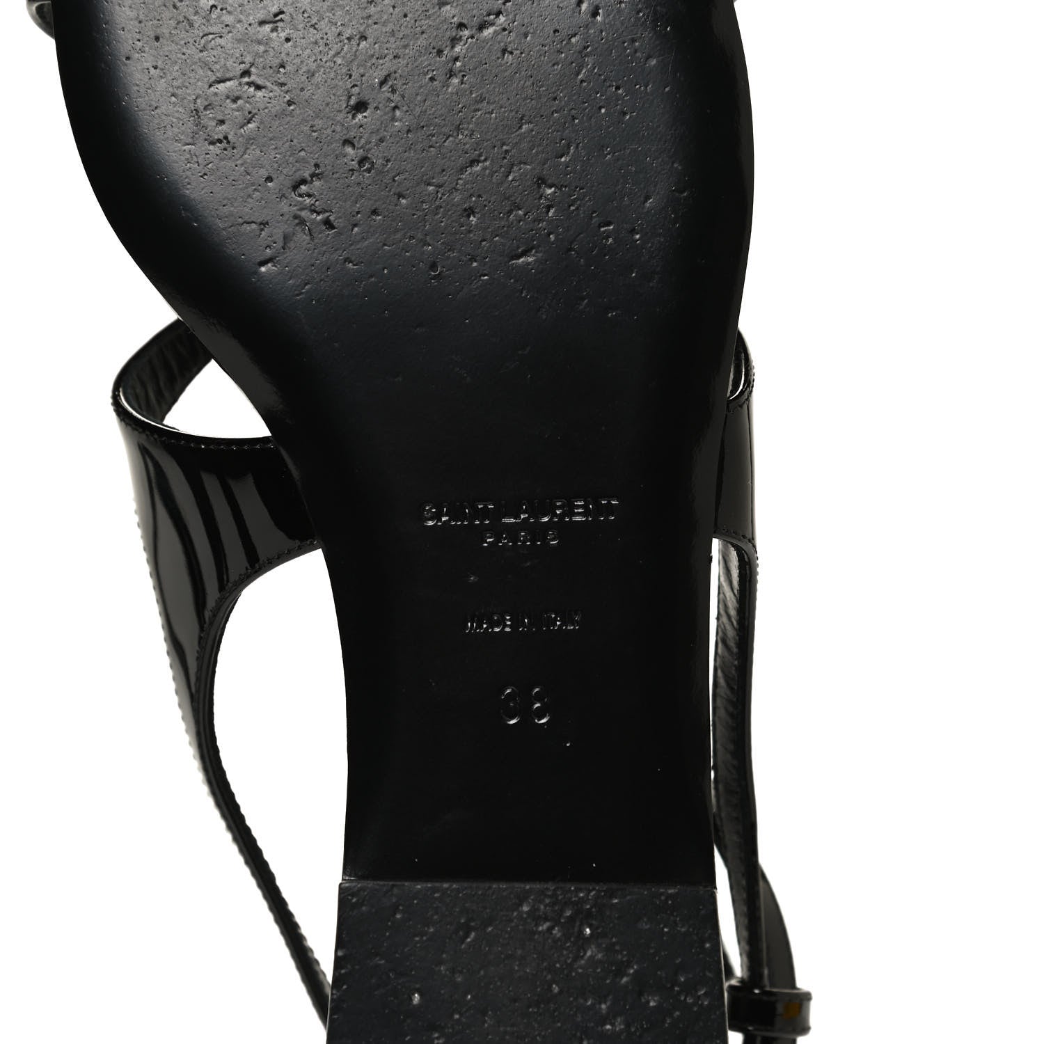 Saint Laurent Patent Calfskin Gia Ankle Strap Sandals 38 Black 8 of 11