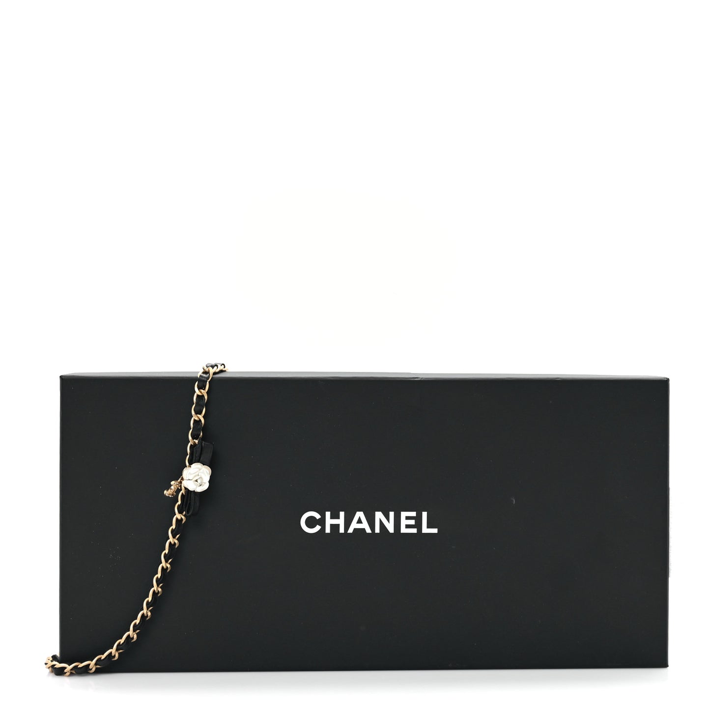 Calfskin Crystal Chain Camellia Belt 95 38 Black Gold