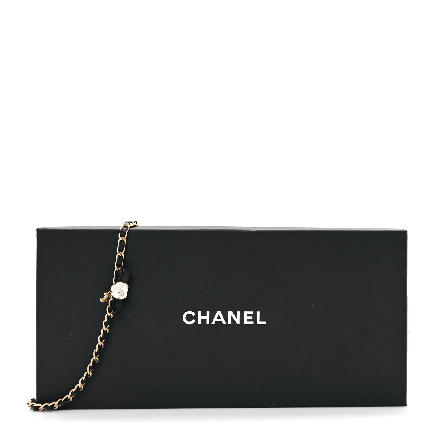 Chanel Calfskin Crystal Chain Camellia Belt 95 38 Black Gold 4 of 4
