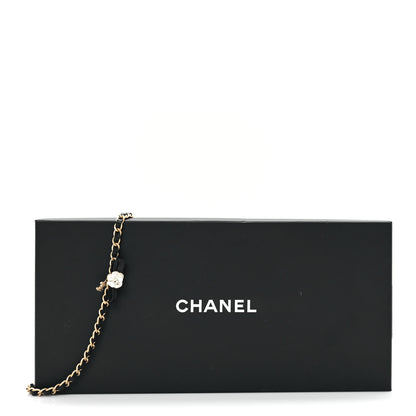 Chanel Calfskin Crystal Chain Camellia Belt 95 38 Black Gold 4 of 4