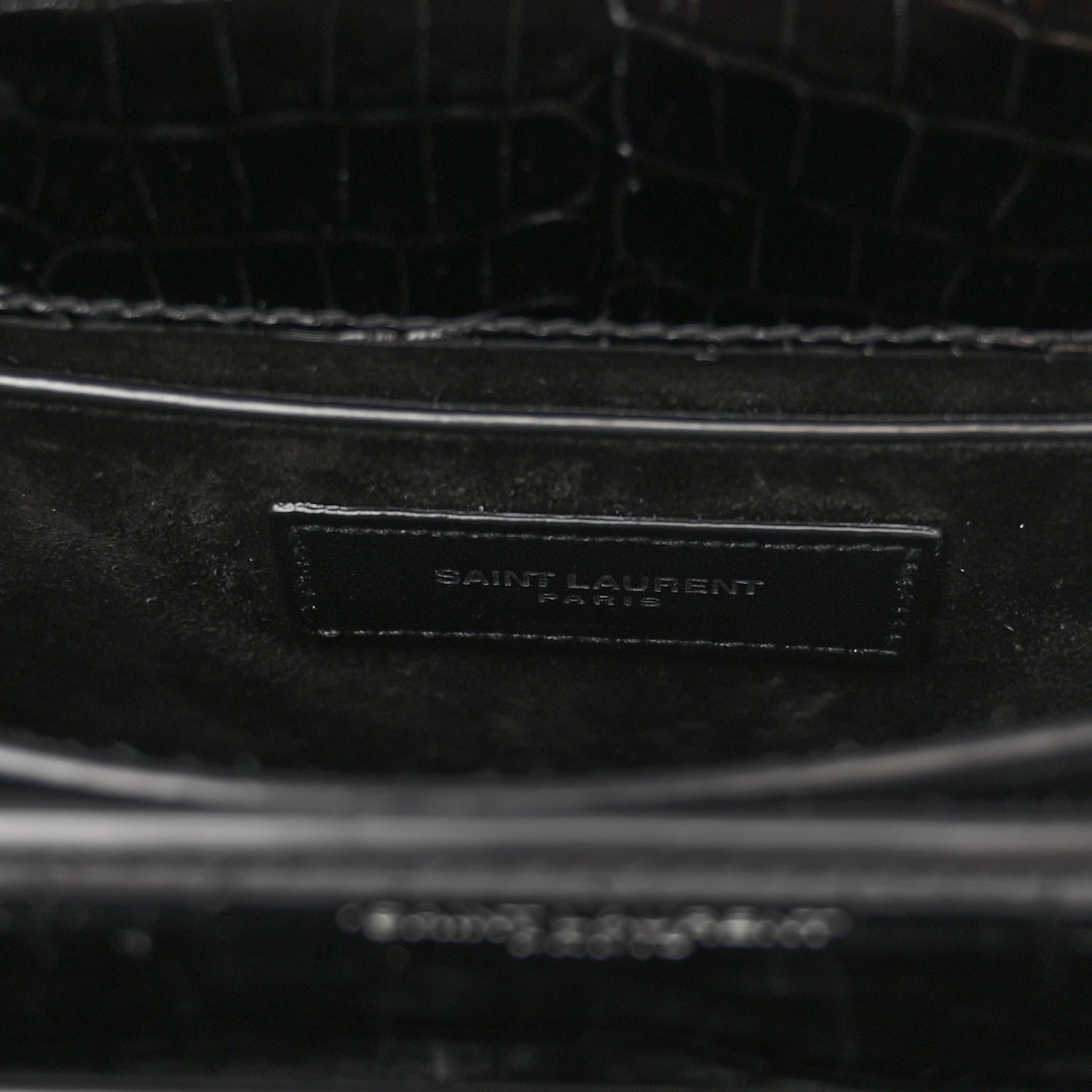Saint Laurent Calfskin Crocodile Embossed Medium Monogram Sunset Black 6 of 9
